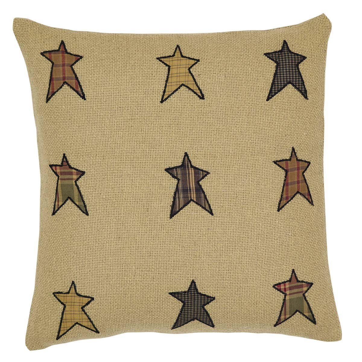 Stratton Primitive 16'X16' Star Pillow Tan Appliqued Cotton Burlap Square Bedroom Decor