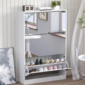 BORNOON Shoe Cabinet with 3-Flip Mirror Drawers, Freestanding Shoe Rack Organizer with Hidden Handle, Slim Narrow Shoe Storage C