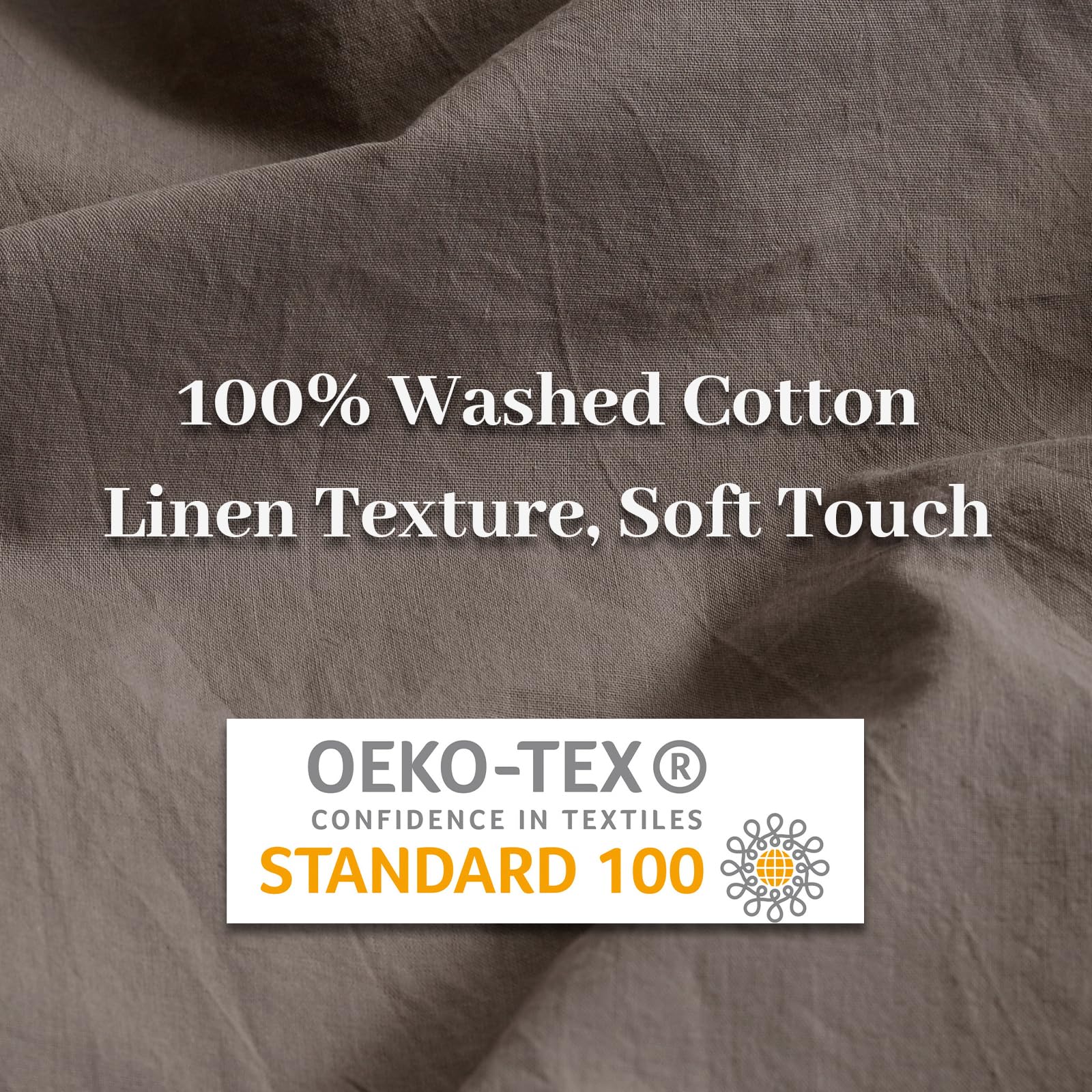 Nexhome Pro Duvet Cover Set 100% Washed Cotton California Kingn 104'X98', Organic Natural Linen Look Textured 3 Pieces Bedding Set Warm Linen Grey With Zipper Closure, Breathable Soft(No Comforter)