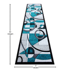 Flash Furniture Elias Collection Geometric Abstract Area Rug - Turquoise Olefin Rug With Jute Backing - 3' X 10' - Hallway, Entryway, Or Bedroom