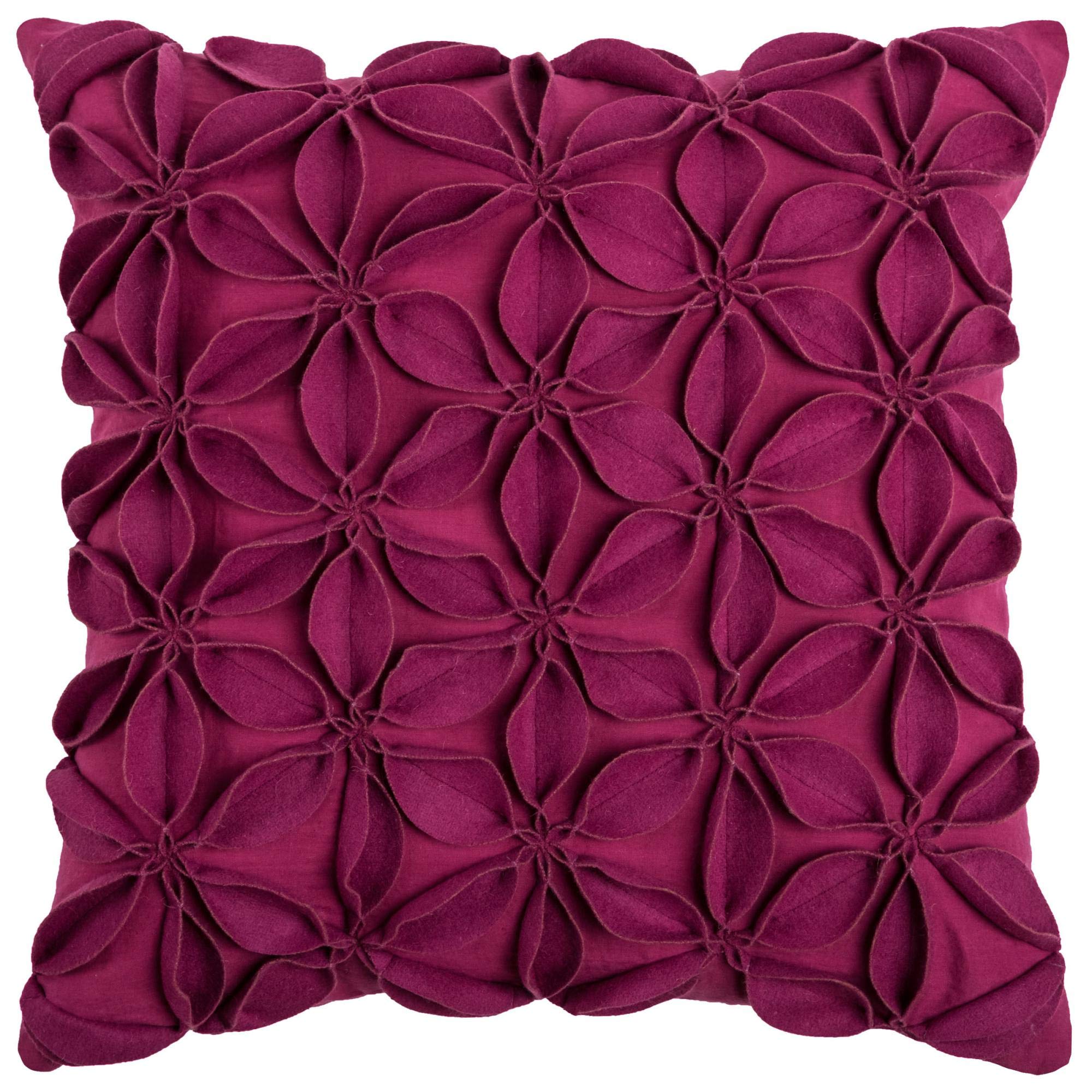 Rizzy Home | T07843 | 18"x18" Purple/Pink/Red Decorative Pillow | Down Fill