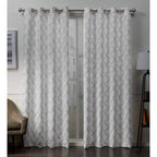Exclusive Home Curtains - EH8371-01 2-84G Amelia Embroidered Woven Blackout Grommet Top Curtain Panel Pair, 52x84, Winter