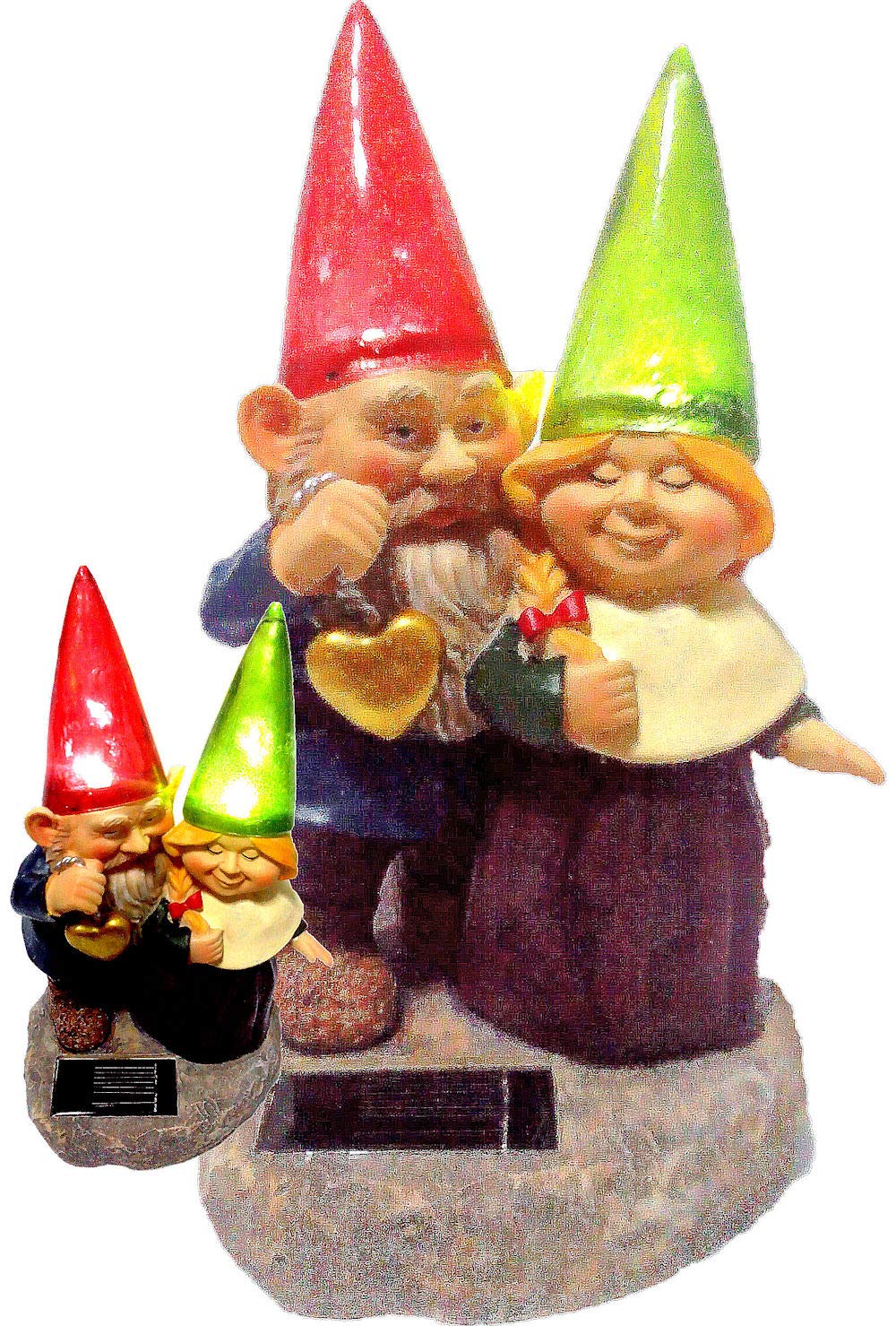 Brilliant & Mo Loving Couple Garden Gnome Holding Hearts And Flower Garden Solar Light