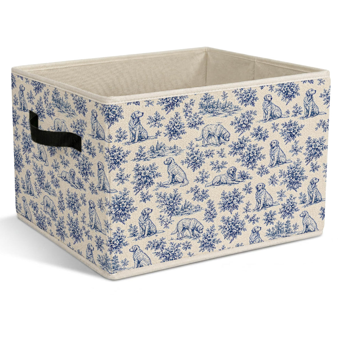 Yorhifa Blue Chinoiserie Labrador Retriever Storage Bins with Handles, Labrador Retriever Gifts Collapsible Laundry Basket Organ