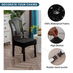 Genina Waterproof Seat Covers For Dining Room Chair Covers Waterproof Dining Chair Covers (2 Pcs-Rear-Covered, Black)