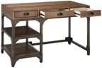 HomeRoots Furniture Weathered Oak & Antique Silver Desk, Multicolor