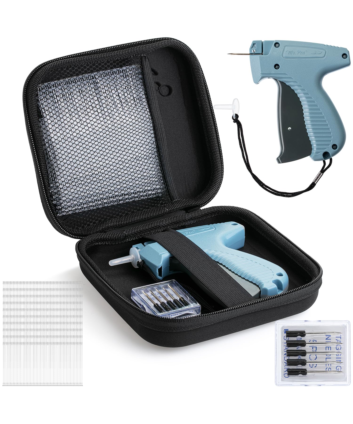 Mr. Pen- Tagging Gun With Case, 5 Needles, 1008 Pcs 2' Barbs Fasteners, Greyish Blue, Tagging Gun For Clothing Tag Gun For Clot