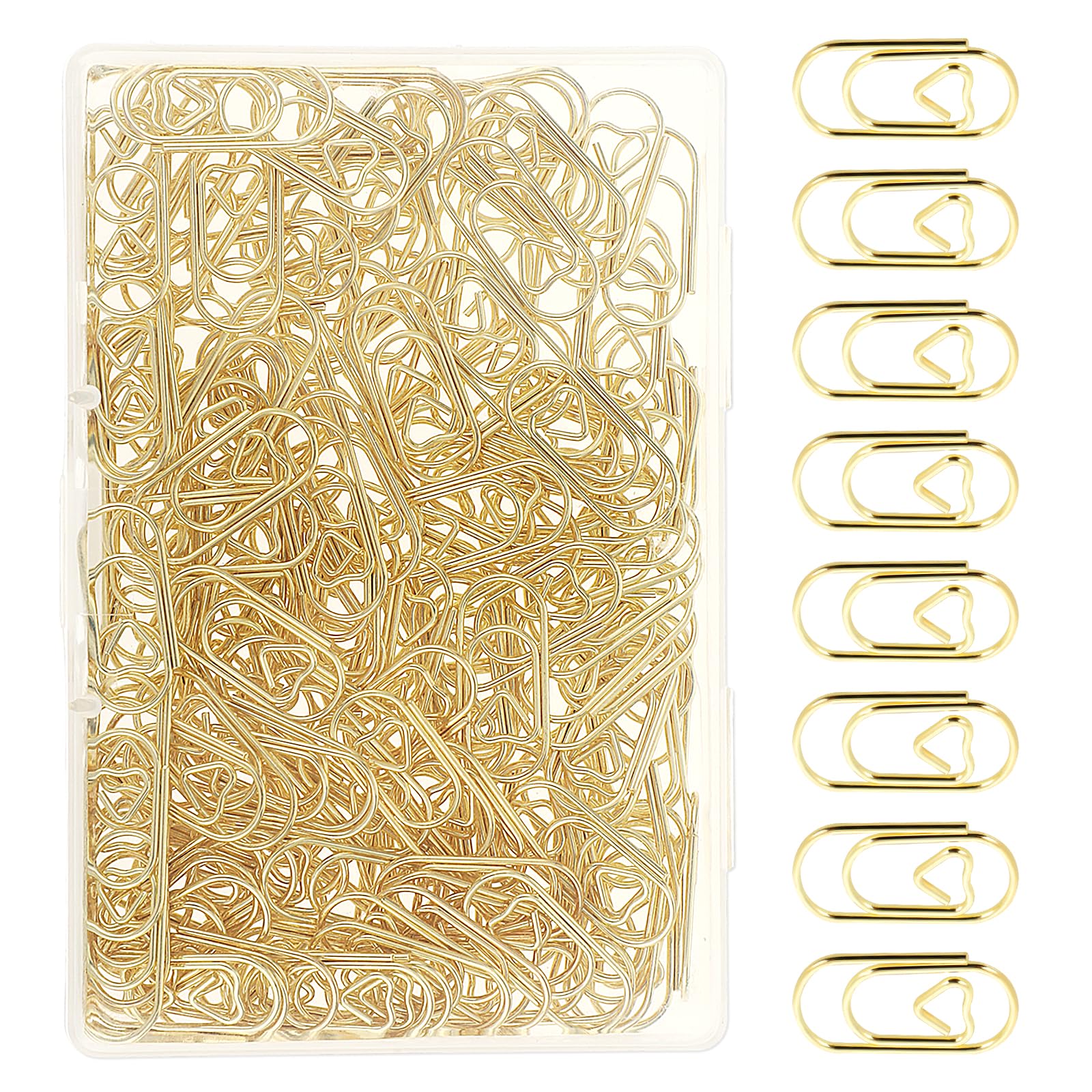 Yuxianlb 150 Pcs Gold Heart Paper Clips 0.78' 20Mm Cute Mini Paperclips Binder Clip For Office School Supplies Document Organiz