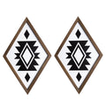 flangairy Aztec Wall Decor, Western Art Wood Southwestern Native American Boho Black White Bathroom Bedroom Room Kitchen Diamond