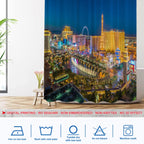 Shrahala Night Usa Skyline Decorative Shower Curtain, Las Vegas Nevada Skyline Shower Curtain For Shower Stall Bathtubs Bathroom