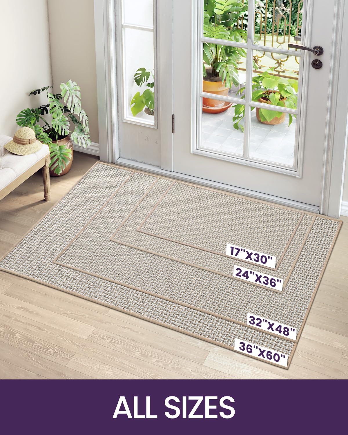 Dexi Door Mat 24'X36', Non-Slip Rubber Backing Doormats, Absorbent Thin Indoor Mats For Entryway, Washable, Captures Dirt Pati