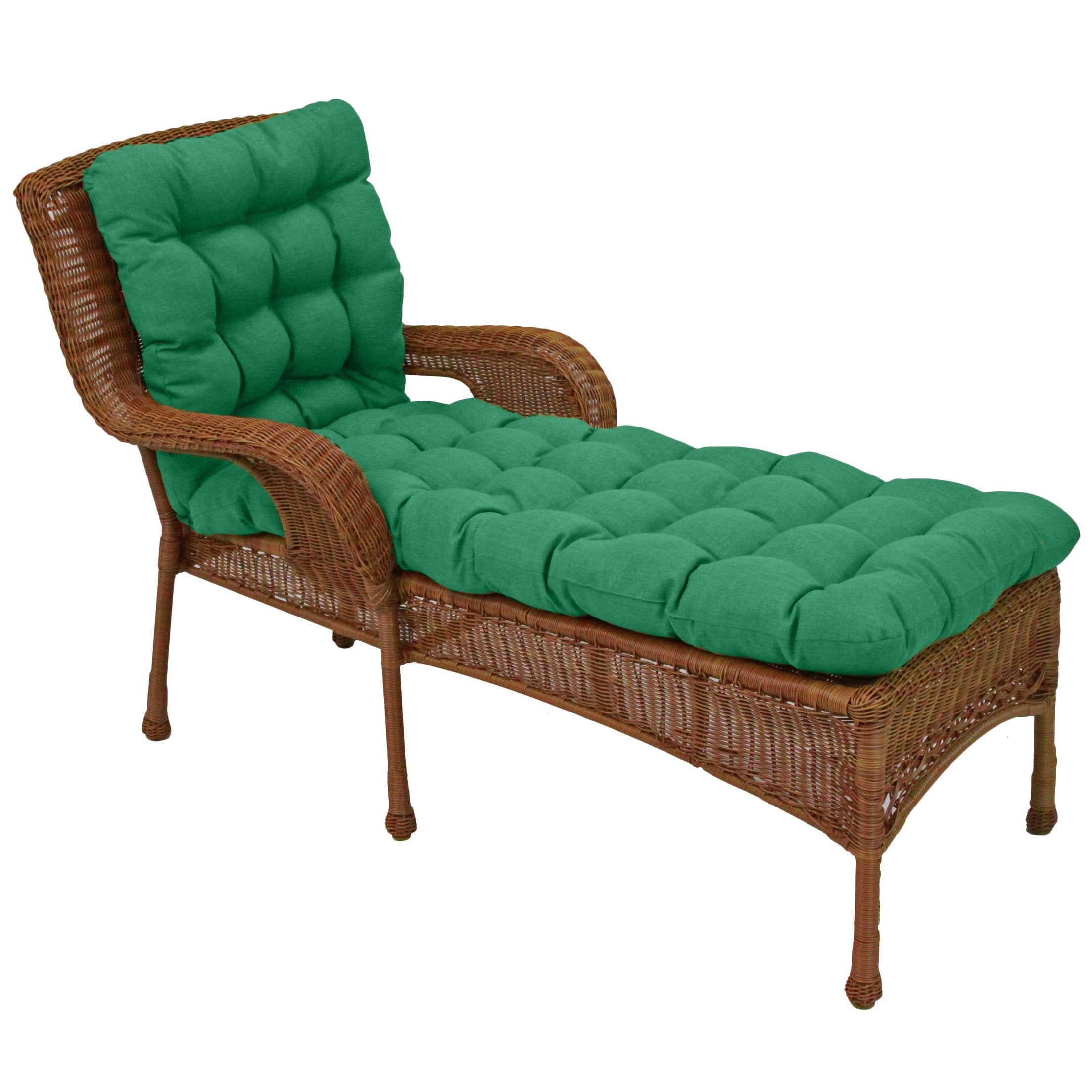 Blazing Needles Indoor/Outdoor Tufted Chaise Lounge Bench Cushion, 74 x 19, Lime