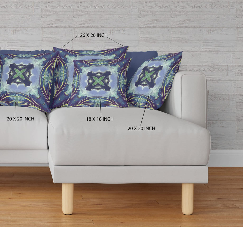 HomeRoots Peacock Blue Light Blue 16â€ Blue Green Geo Tribal Suede Throw Pillow