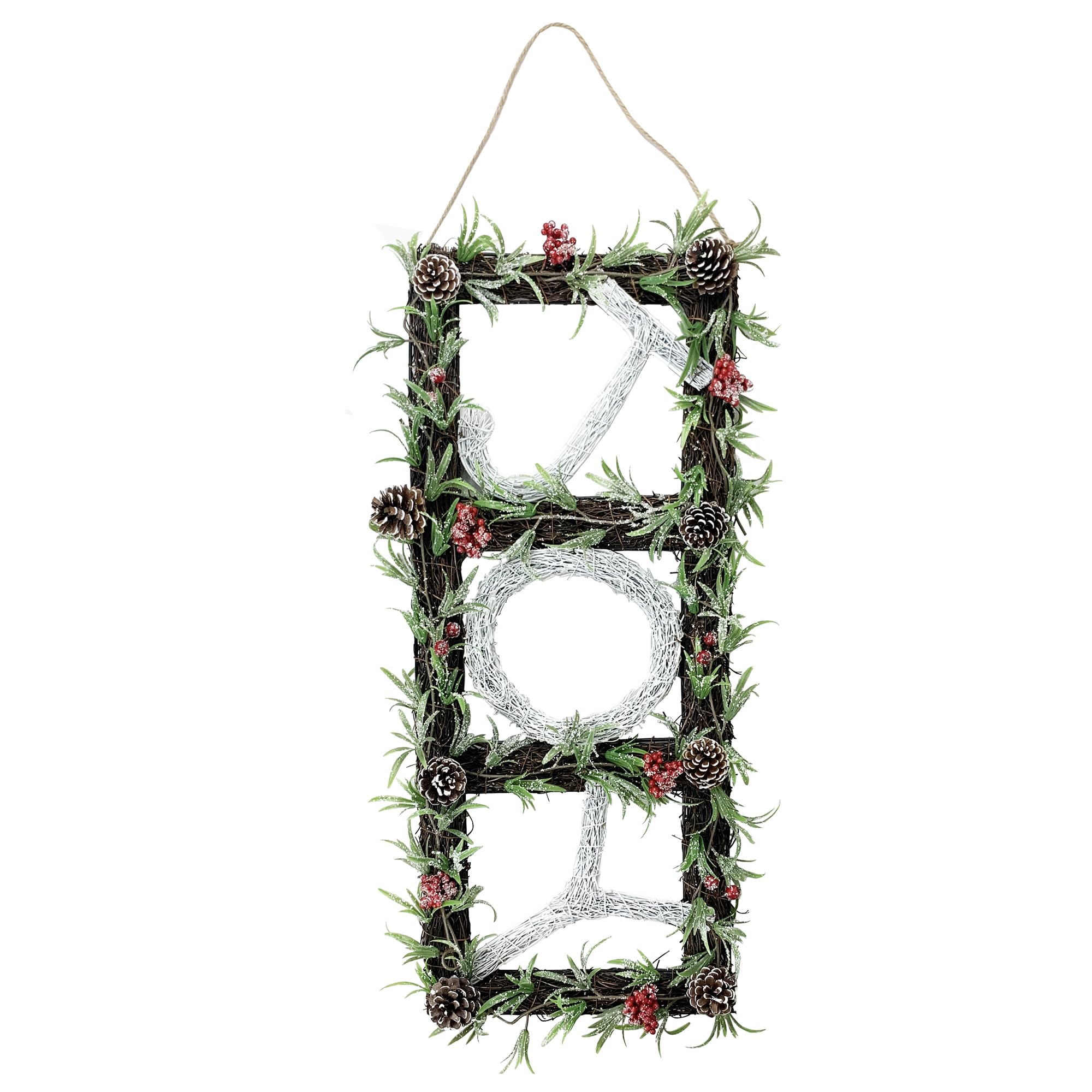 Fraser Hill Farm 33&quot; Christmas Joy Door Hanging With Berries And Pinecones On Grapevine Frame, Ff033Chwr002-0Wht
