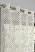 Fabrilia Criss Cross Net SemiTransparent Eyelet Door Curtain 7 feet Long Set of 2, Cream
