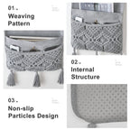Mkono Macrame Sofa Armrest Organizer Remote Control Holder Magazine Storage Basket Bed Couch Chair Arm Bedside Caddy For Tv Remo