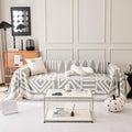 Vclife Oversized Boho Couch Cover Non-Slip Chenille Sectional Sofa Cover White Grey Geometry L Shape Sofa Cover Pet-Friendly Cou