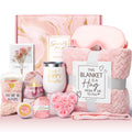 Birthday Gifts For Women Self Care Gifts Get Well Soon Gifts, Rose Relaxing Spa Gifts Basket Care Package W/ Luxury Flannel Blan