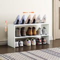 X-cosrack 2-Tier Small Shoe Rack Organizer for Closet, Expandable and Adjustable White Shoe Rack, Stackable Iron Wood Combinatio