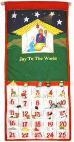 Pockets of Learning Joy To The World Nativity Advent Calendar Fabric Green