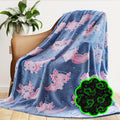 Glow In The Dark Blanket Axolotl Pink Gifts Toys Decor For Kids Girls Cute Cozy Soft Glowing Salamander Twin Size Blue Throw Bla
