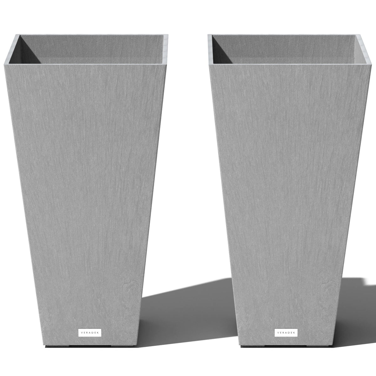 Veradek V-Resin Indoor/Outdoor Taper Planter, 2-Pack (26 Inch, Grey)