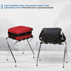 Foldable X-Shape Luggage Rack with Nylon Straps & Rubber Feet, Chrome Finish