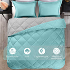 Downluxe Twin Comforter Set - Turquoise And Grey Twin Comforter, Soft Bedding Comforter Sets For All Seasons, Twin Bed Comforter Set - 2 Pieces - 1 Comforter (66'X92') And 1 Pillow Sham(20'X26')