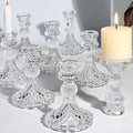 DARJEN Candlestick Holders Set,12Pcs 4 H Taper Candle Holders Bulk, Clear Glass Candle Holders for Wedding, Spring Party, Romant