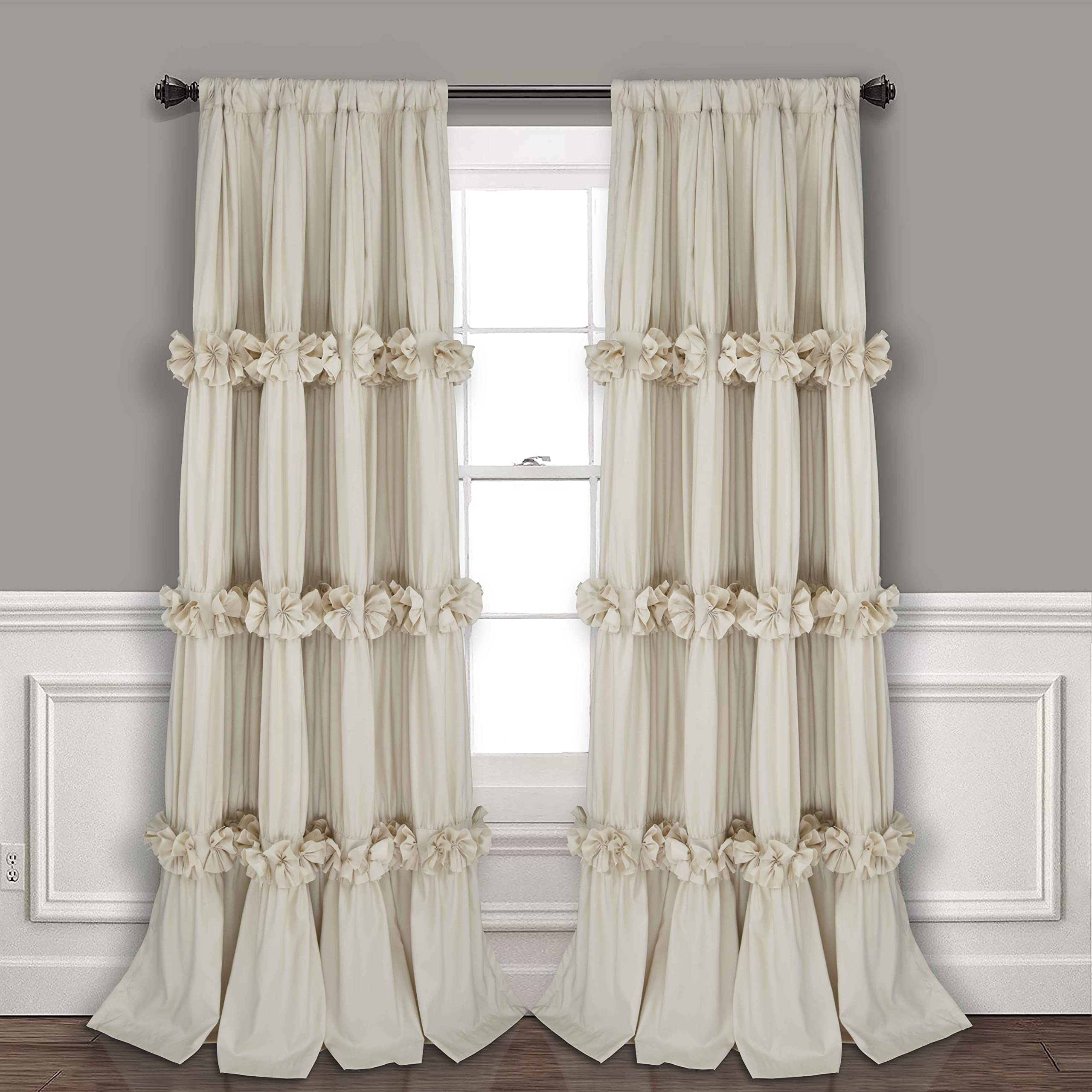 Homechoice Decor Thermal Insulated Blackout Window Curtains, 54' W X 84' L (Pair), Boho Ruched Window Treatments With 3 Rows O