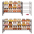Tajsoon 3 Tier Expandable Shoe Rack for Closet, 28-41Adjustable & Stackable Shoe Shelf Storage, Metal Shoe Rack Organizer for Fr