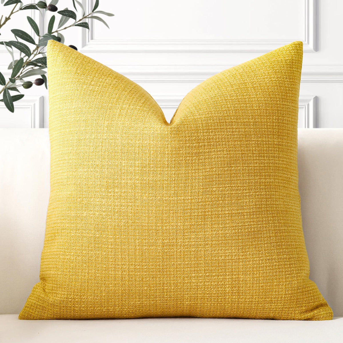 Otostar Linen Throw Pillow Cover Set Of 1 Decorative Square Pillowcases Cushion Covers 20X20 Inch For Home Decor Sofa Bedroom Ca