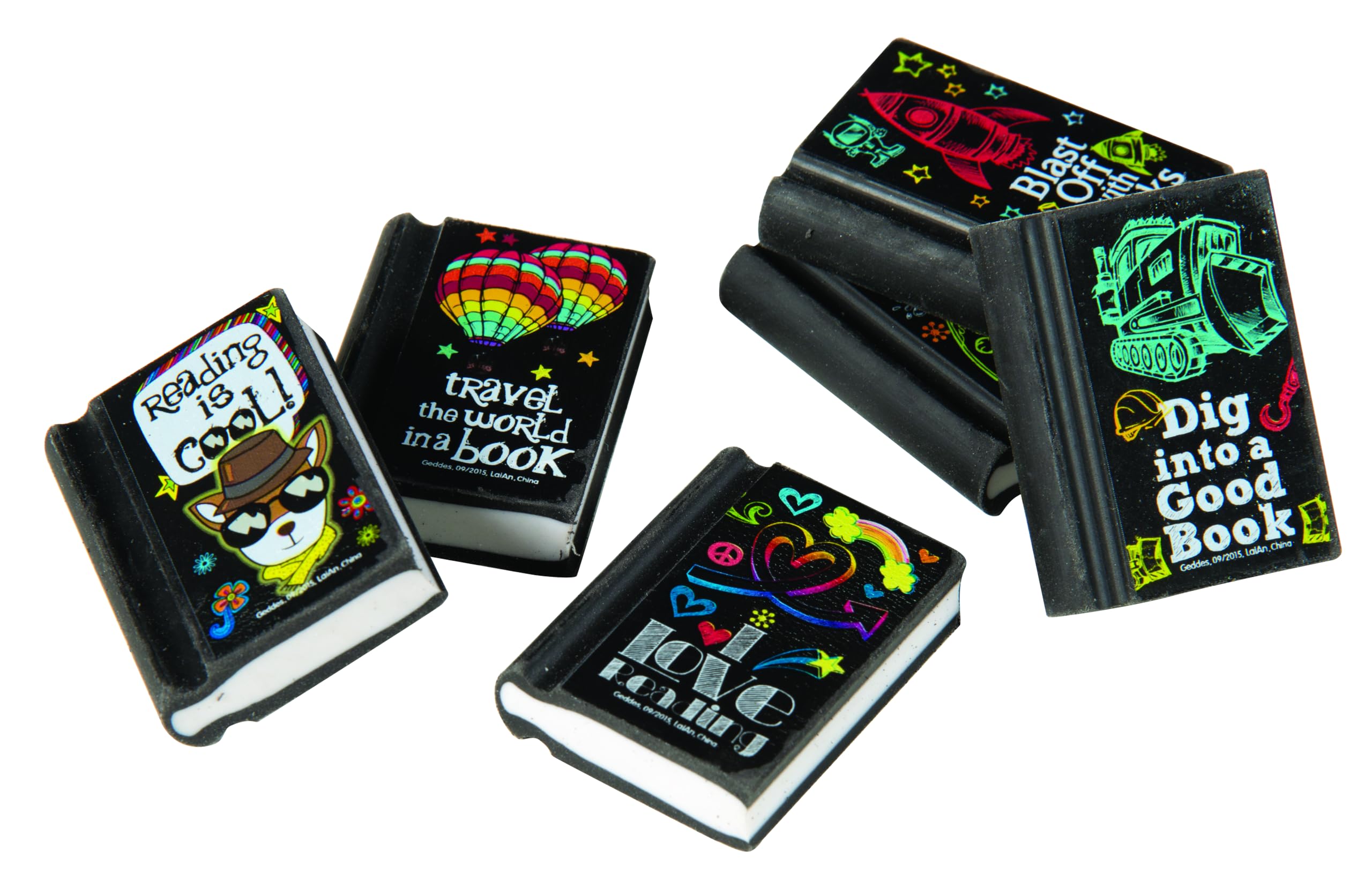 Raymond Geddes Reading Rocks! Pencil Erasers (Pack Of 48)