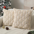 Allorry Christmas Pillow Covers 16 X 16 Inch Set Of 2 Beige Christmas Tree Pillow Covers Decorations Plush Faux Fur Soft Cushion