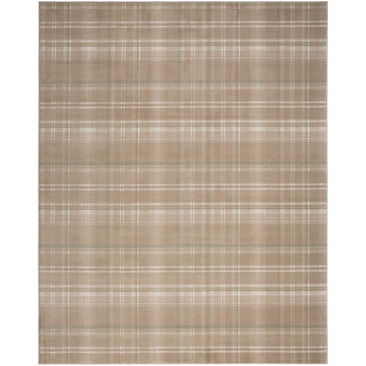 Nourison Grafix Plaid Taupe 7'10' X 9'10' Area Rug, Easy Cleaning, Non Shedding, Bed Room, Living Room, Dining Room, Kitchen (