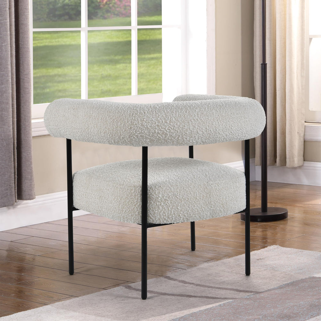Best Master Furniture Melvin Contemporary Boucle Fabric Accent Black Legs, 1 Chair, Cream