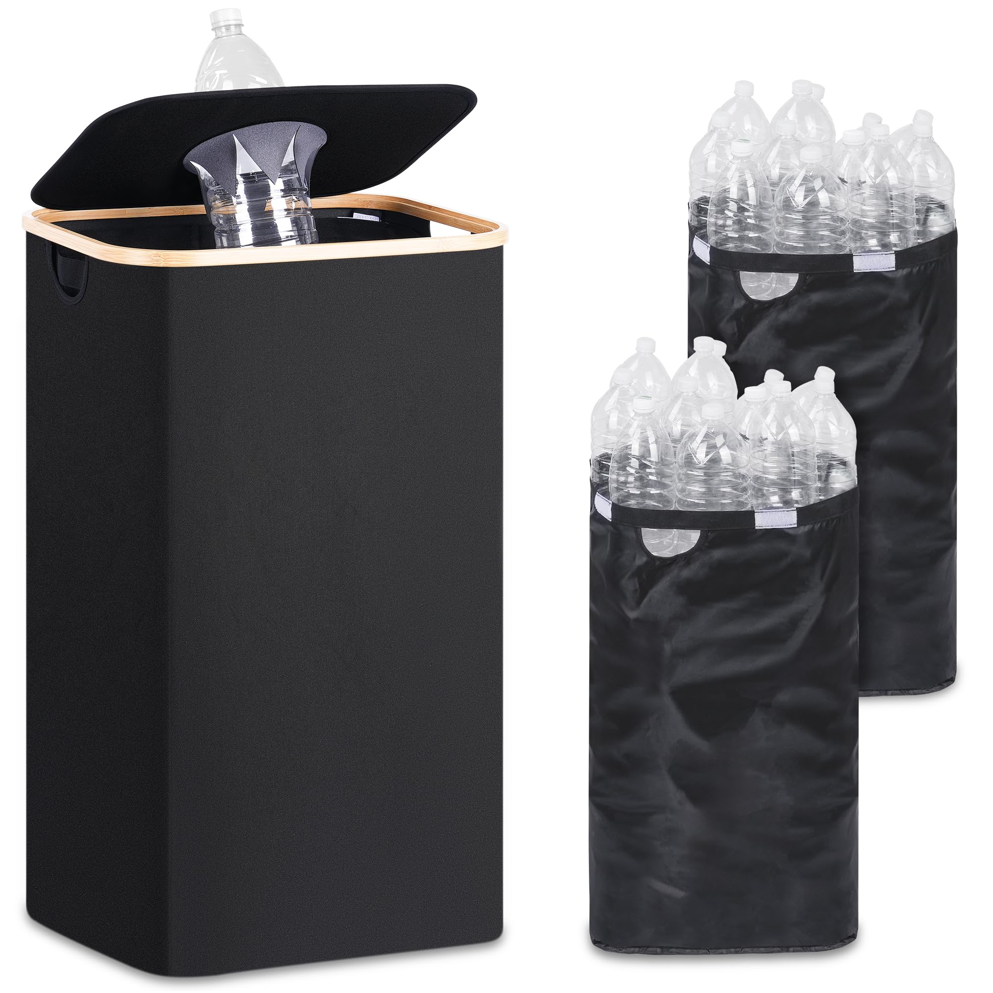 iEGrow 29 Gallon Recycling Bin for Kitchen, Indoor Home Recycle Bins with Lid, 110L Large Recycling bin with 2 Removeable Reusab