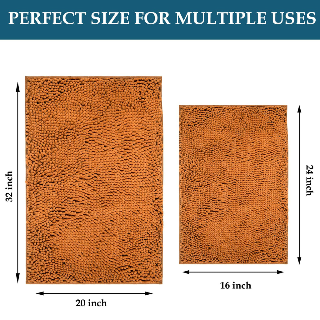 2 Piece Bathroom Rugs Set Bath Mat, Soft Absorbent Chenille Bath Rugs Luxury Bath Carpet, Thick Plush Bathtub Mat, Non-Slip Bath