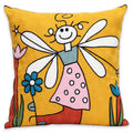 Unionkk 1 Pcs Embroidered Decorative Throw Pillows Covers For Sofa Decor Cushion Cases 18 X 18 Inch (Bee Girl)