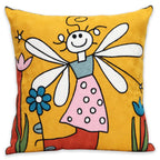 Unionkk 1 Pcs Embroidered Decorative Throw Pillows Covers For Sofa Decor Cushion Cases 18 X 18 Inch (Bee Girl)