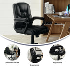 Flash Furniture Fundamentals Big & Tall Swivel LeatherSoft Office and Gaming Chair, Ergonomic Office Chair with Padded Armrests and Adjustable Height, Black