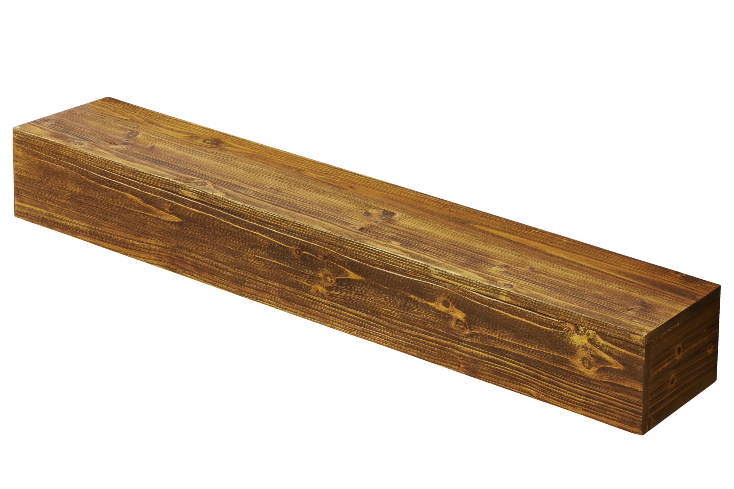 48 Rustic Wood Fireplace Mantel | Wall-Mounted & Floating Shelf for Home Decor