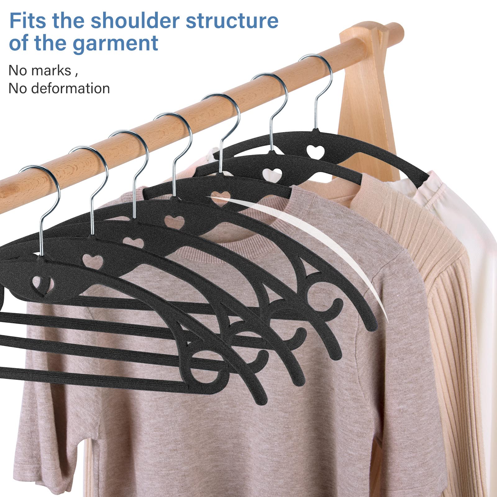 Ieoke Velvet Hangers, 50-Pack No Shoulder Bumps Suit Hangers Ultra Thin Space Saving 360 Degree Swivel Heavy Duty Hook Durable H