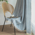 Sutuo Home Boho Curtains For Living Room 90 Inches Long, Semi-Blackout French Country Striped Linen Vintage Shabby Chic Tassels