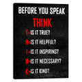 Pyradecor Motivational Think Before You Speak Classroom Positive Quotes Inspirational Poster Canvas Prints Wall Art for Office L