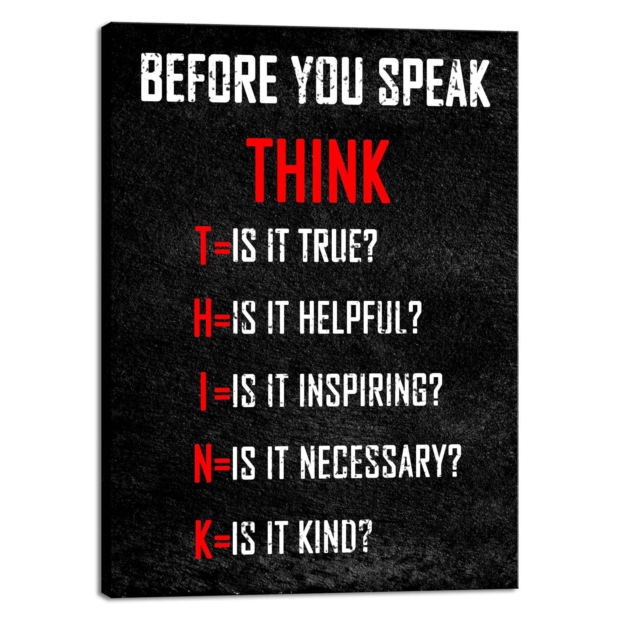Pyradecor Motivational Think Before You Speak Classroom Positive Quotes Inspirational Poster Canvas Prints Wall Art for Office L