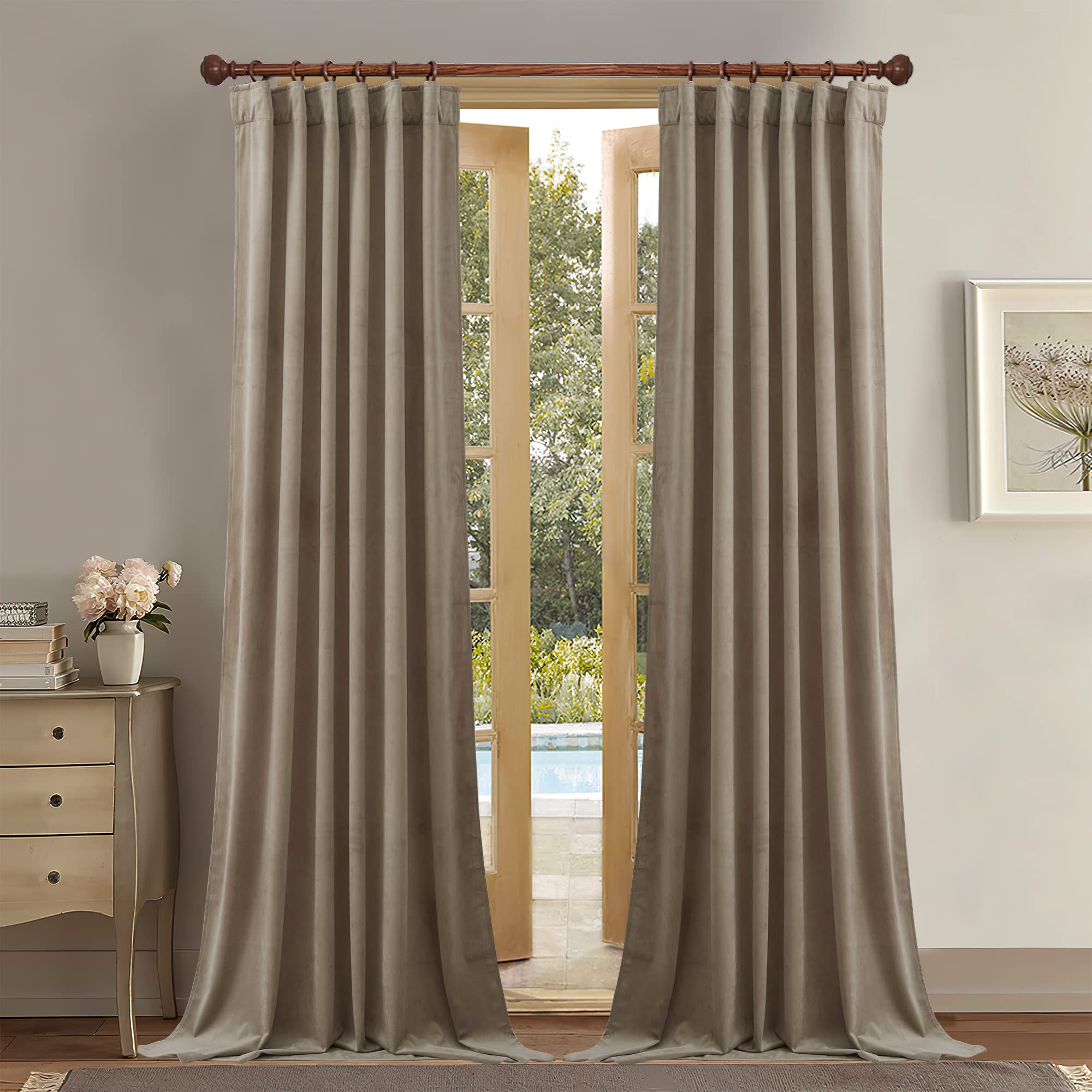 Stangh Soft Velvet Curtains 102 Inches Long- Room Darkening Energy Efficient Thick Curtains Privacy For Living Room, Elegant Lux