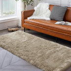 Beige Fluffy Rug For Bedroom, 2'X6' Faux Fur Rug For Runner, Soft Shag Rug For Sofa Couch Cushion, Cozy Shaggy Fuzzy Plush Floor