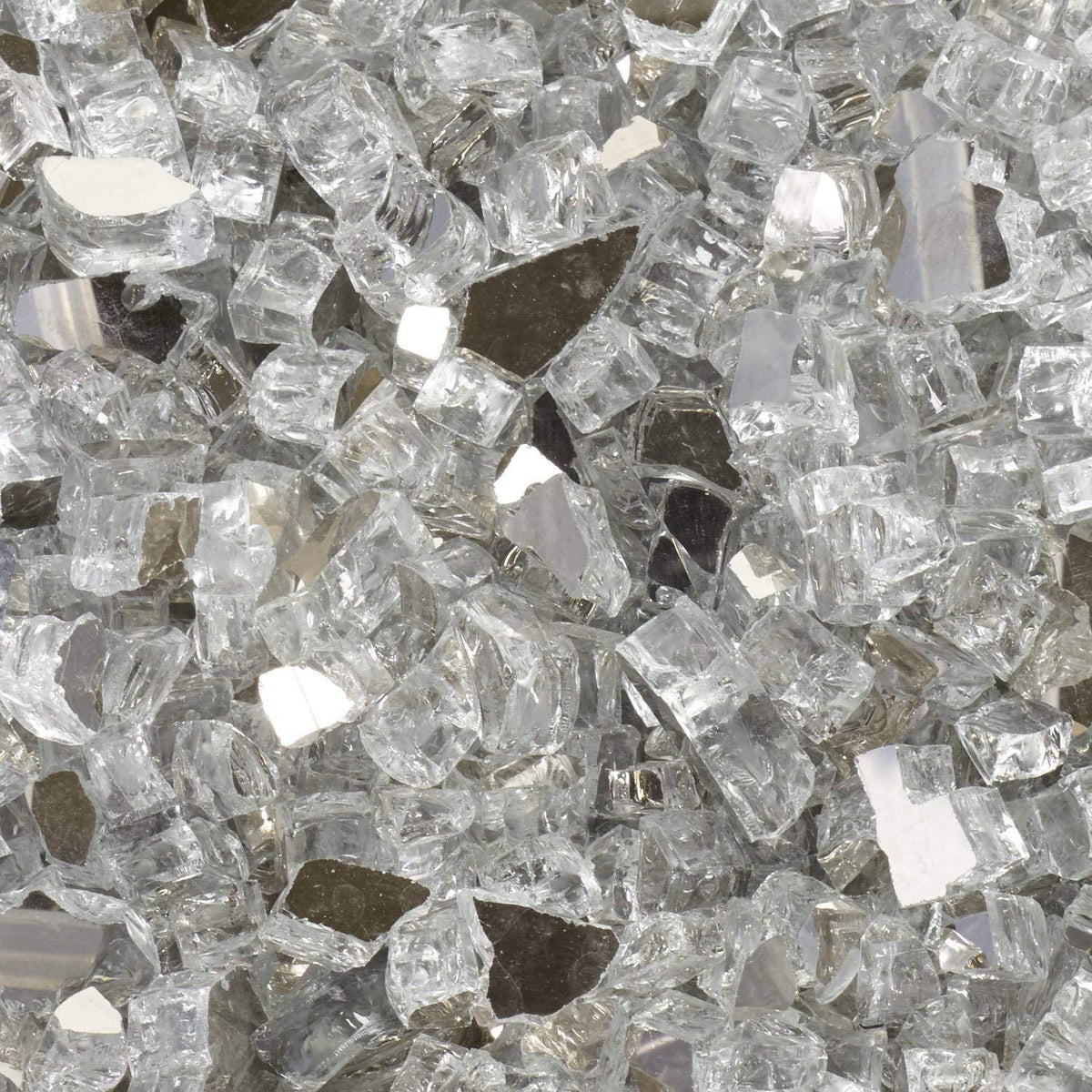 High Luster, 1/2' Reflective Tempered Fire Glass In Diamond Starlight, 10 Pound Jar, By Celestial Fire Glass