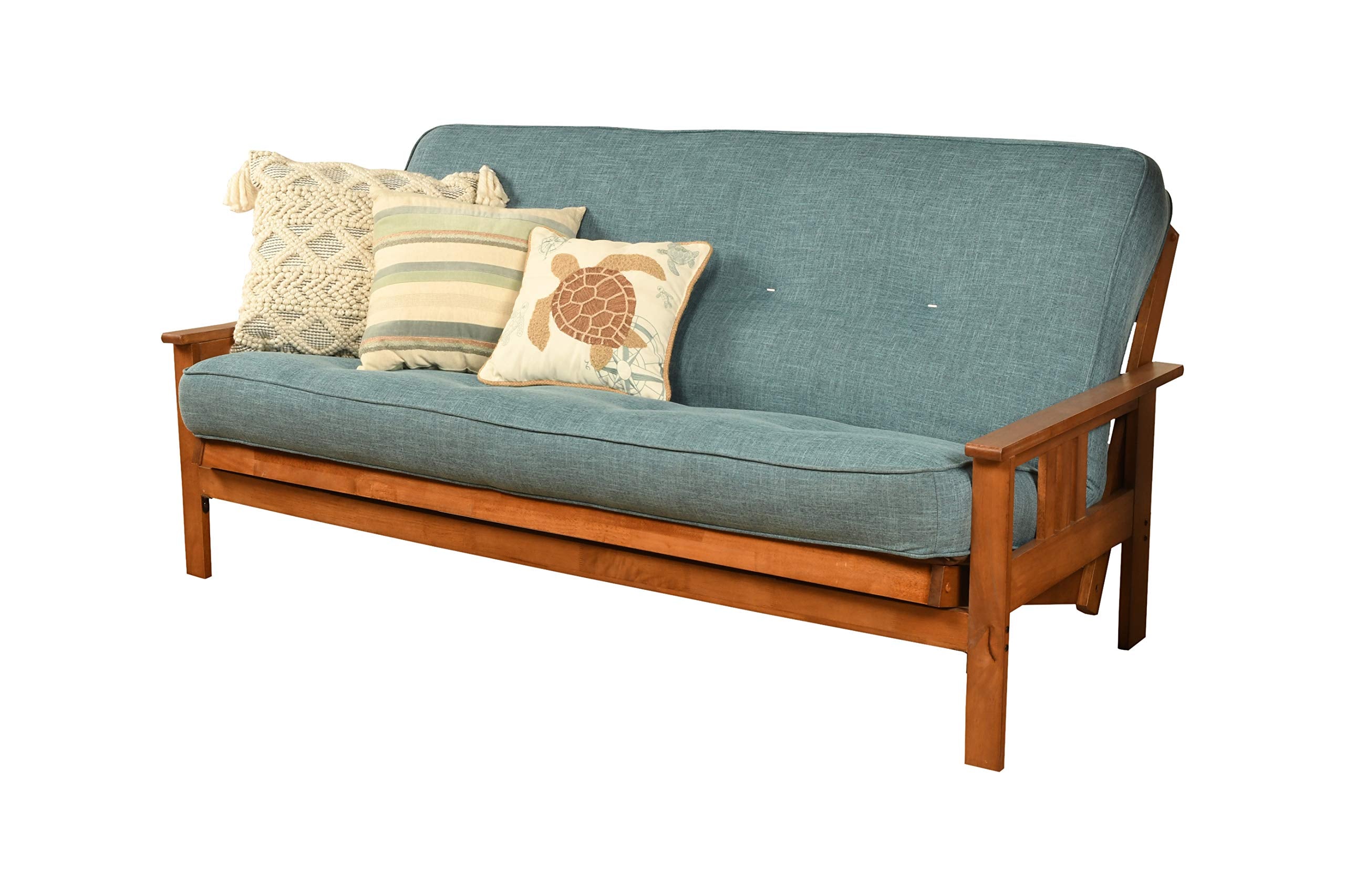 Kodiak Furniture Monterey Full Futon With Linen Fabric Mattress In Barbados/Blue